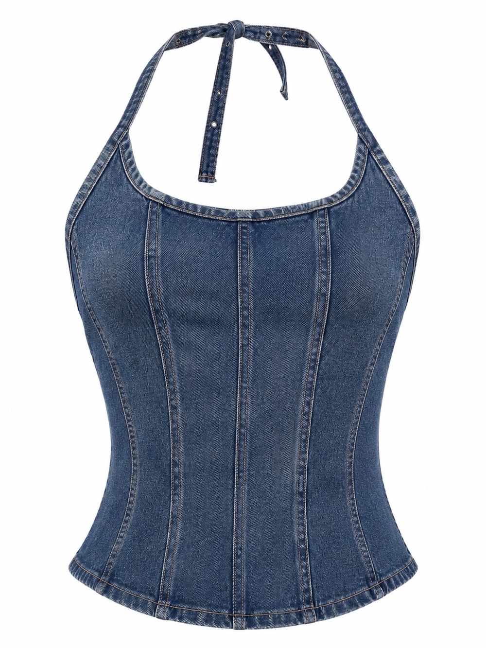 Indigo Rein Denim Halter Corset Top Blue Western Y2K Size Large